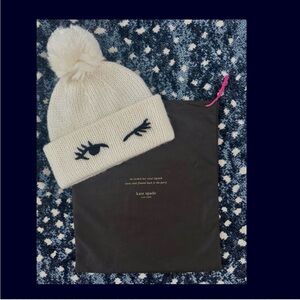 Kate Spade Cream Knit Pom-Pom Winter Cap